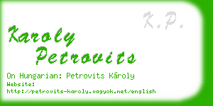 karoly petrovits business card